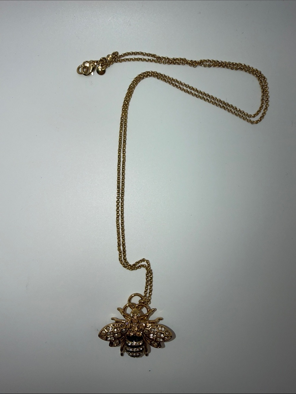 Vintage Ann Taylor Bumbler Necklace Gold Tone Rhinestones  30”